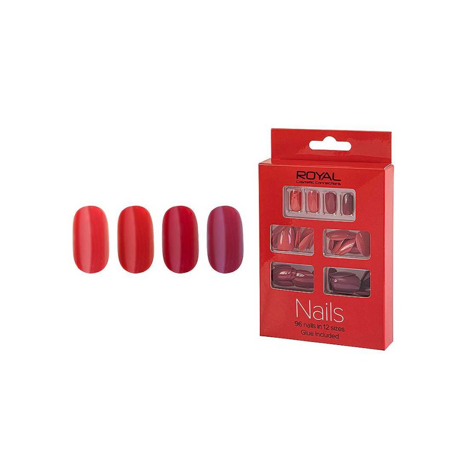 Nails Royal Cosmetics | Royal Cosmetics 96 Nails + Glue Red Nnai447