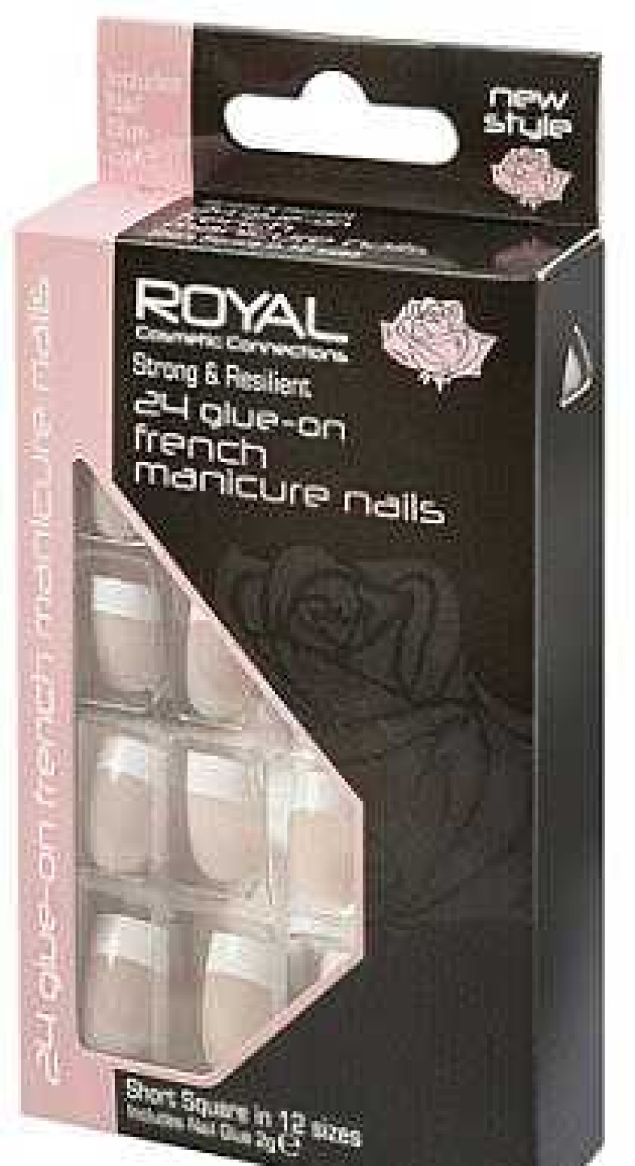 Nails Royal Cosmetics | Royal 24 Glue On French Manicure Short Square Nails