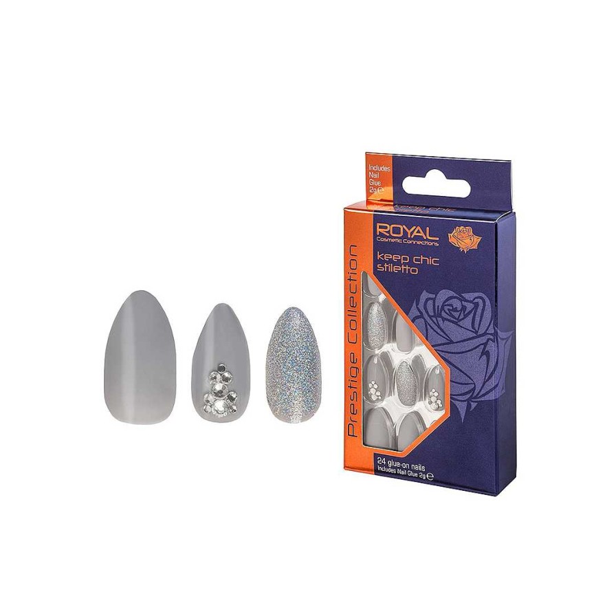 Nails Royal Cosmetics | Royal Cosmetics 24 Prestige Keep Chic Stiletto Nail Tips & 2G Glue