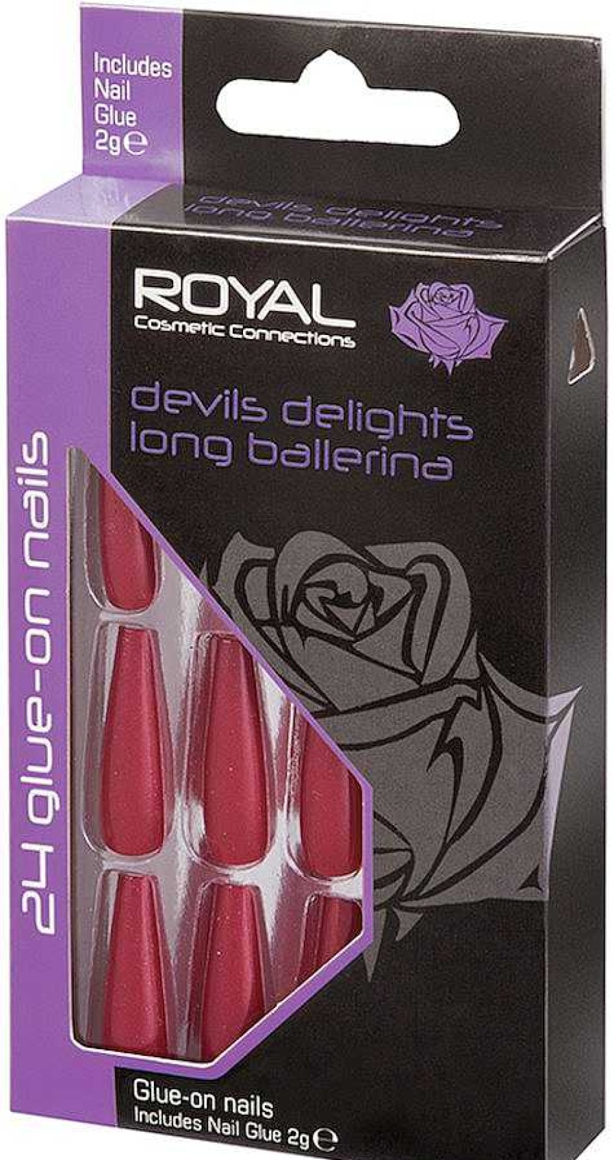 Nails Royal Cosmetics | Royal Cosmetics 24 Devils Delights Ballerina Nails + 2G Glue