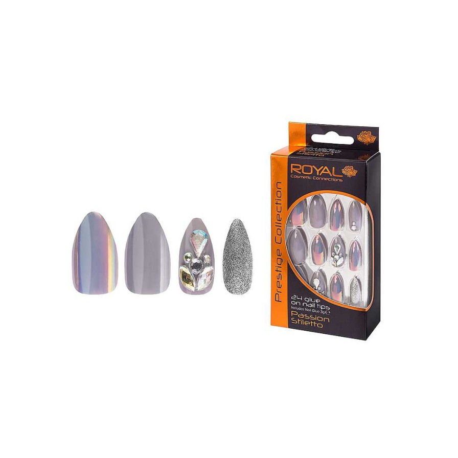 Nails Royal Cosmetics | Royal Cosmetics Prestige Passion Grey Stiletto Nails