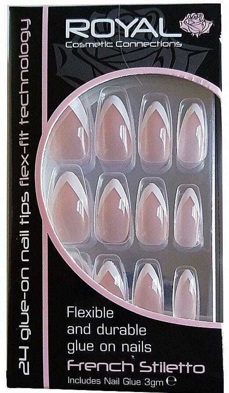 Nails Royal Cosmetics | Royal French Manicure Stilleto Nails & 3Gm Glue