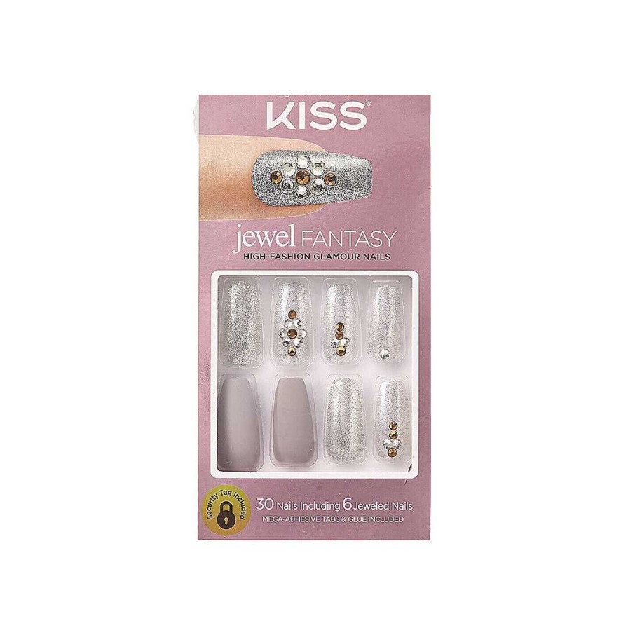 Nails Kiss | Kiss Jewel Fantasy 30 Nails Silver Jewel 69112