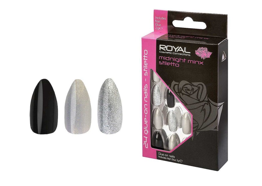 Nails Royal Cosmetics | Rc 24 Midnight Minx Stiletto Nail Tips