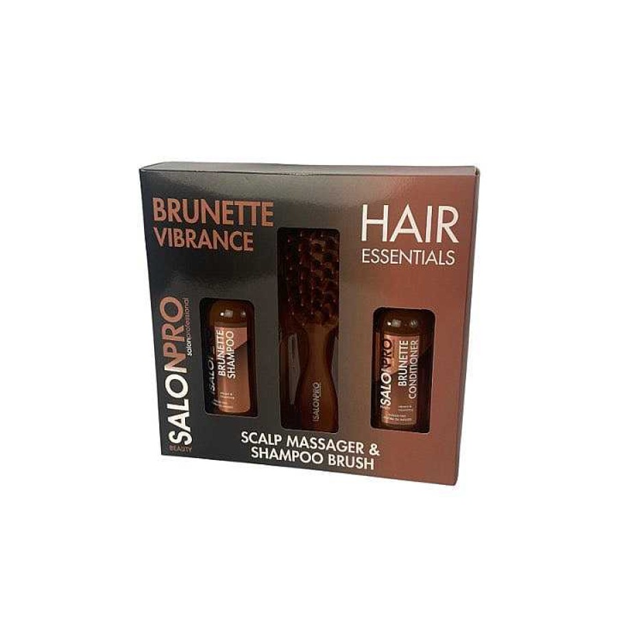 Hair Salon Pro | Beauty Salonpro Hair Essentials Set Brunette Vibrance Shampoo Conditioner & Shampoo Brush