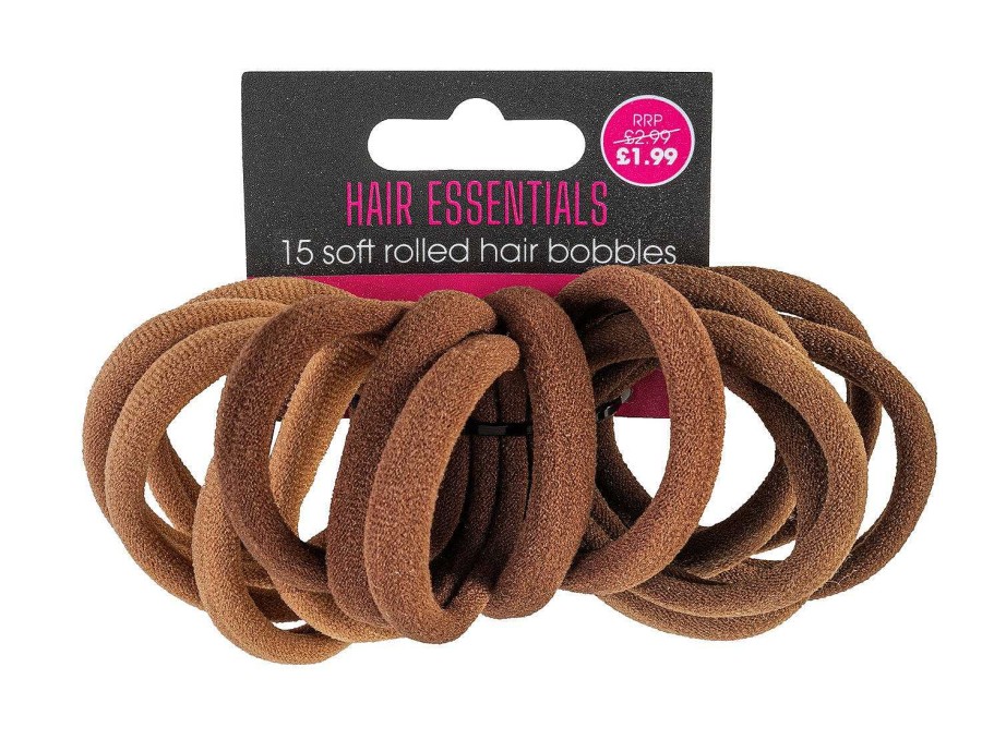 Hair Beauty Outlet | Beauty Outlet 15Pc Soft Rolled Brown Elastic Hair Bobbles