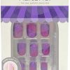 Nails Nailene | Nailene Gel Shine False Nails Purple Diagonal Sparkle W Glue